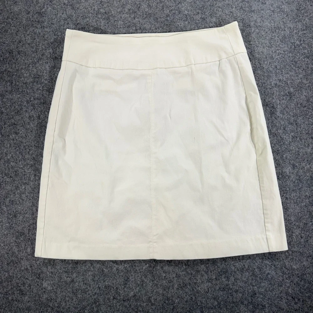 Lulu-B White Stretch Cotton Blend Mini Skirt Size 8 Flat Front Casual Classic